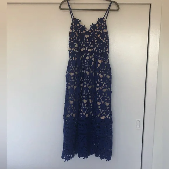 chinese dress ladies Navy Circle Lace Overlay Sleeveless Shift Dress main image 0
